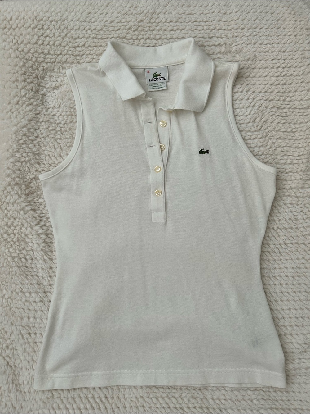 Lacoste White Sleeveless Polo